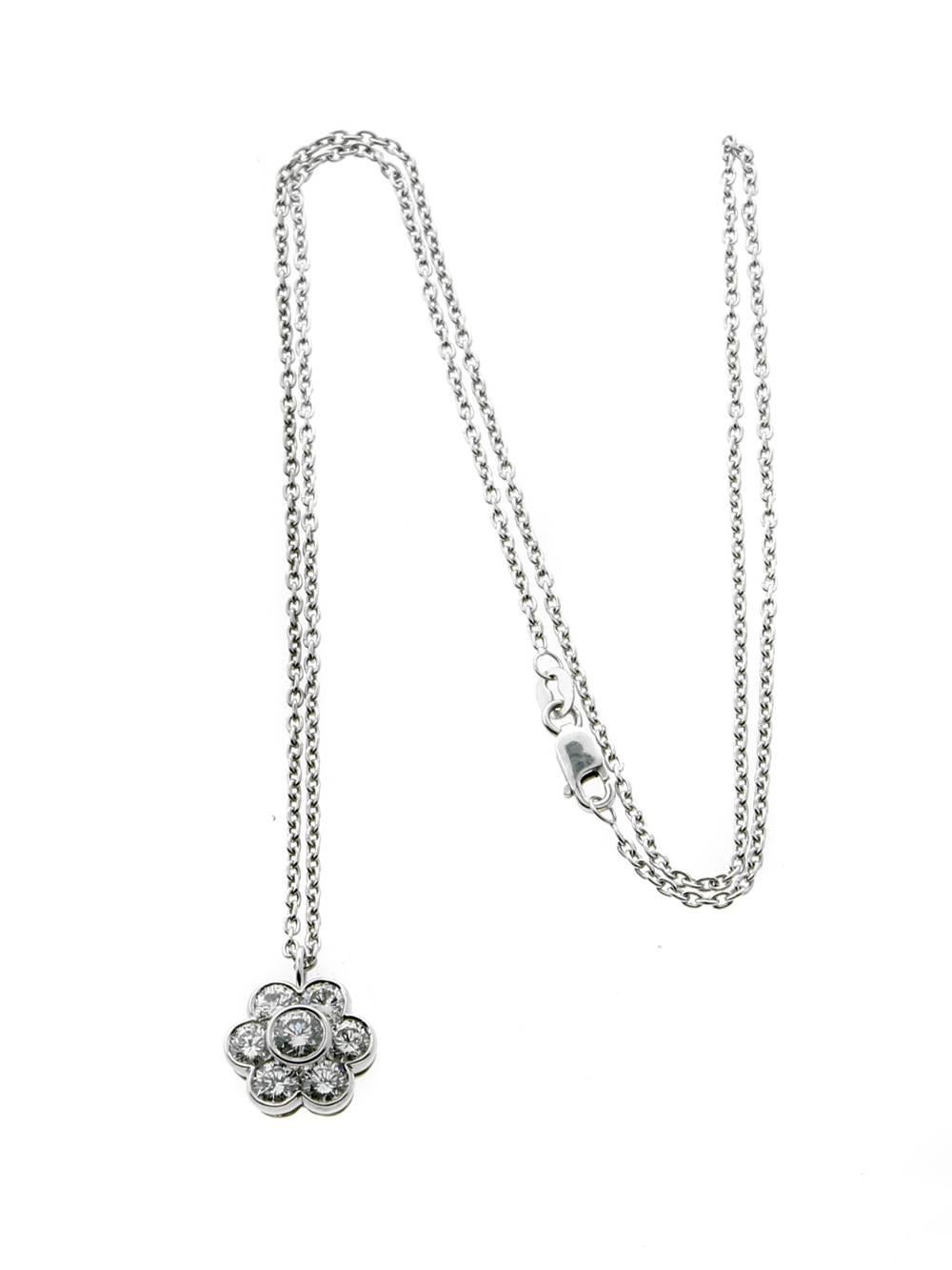 Van Cleef & Arpels Diamond Flower Drop Necklace In Excellent Condition In Feasterville, PA