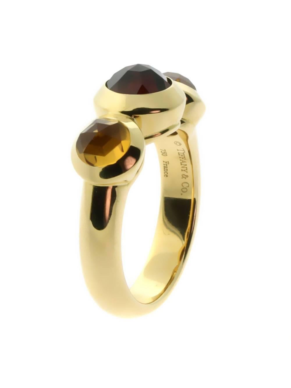 Tiffany & Co. Citrine Garnet Gold Ring In Excellent Condition In Feasterville, PA