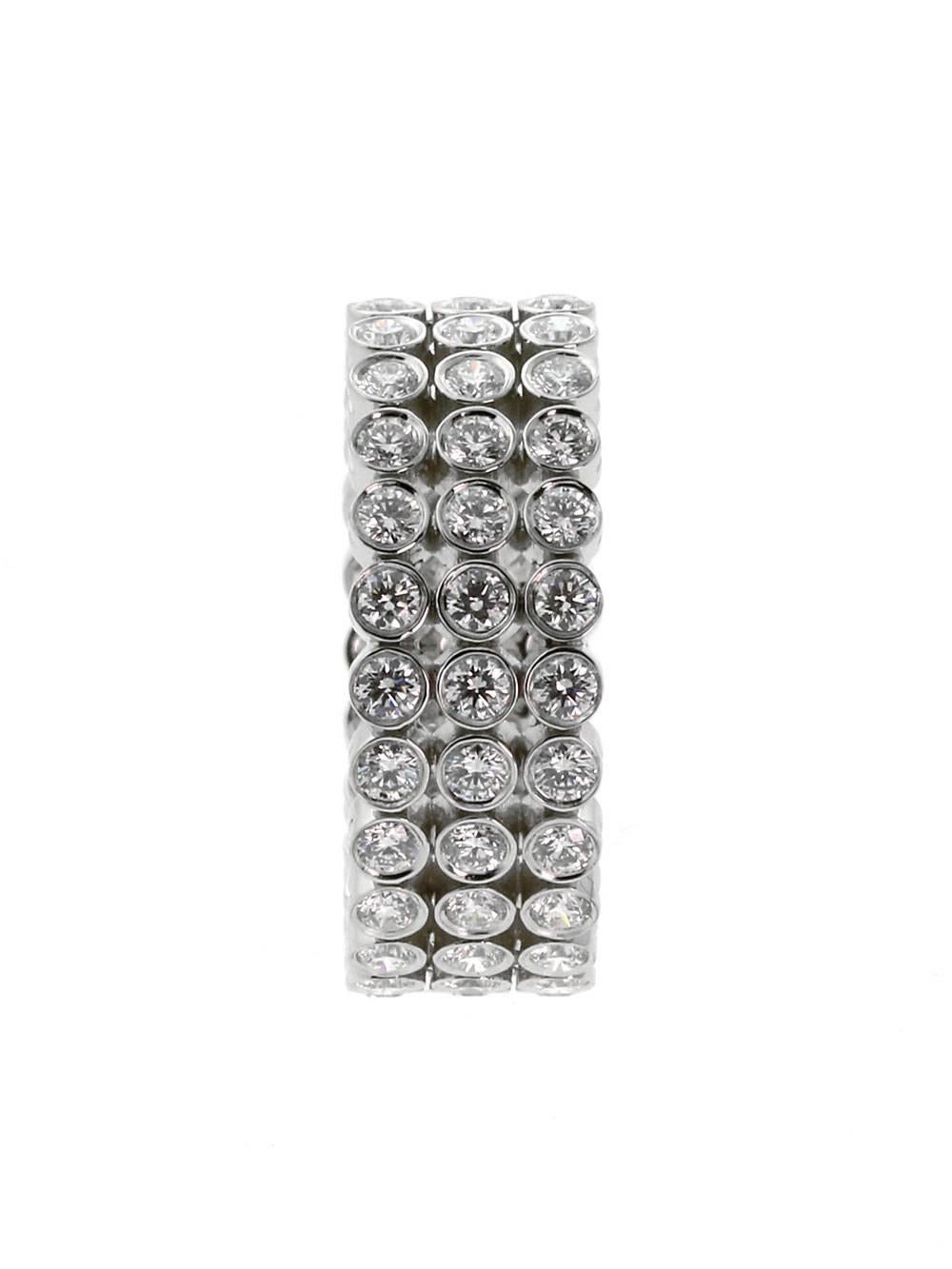 This is the other Tiffany & Co Diamond Jazz Eternity Ring we have in store and is a symbol of eternal love that is shared by a couple. This beautiful ring’s design is inspired classic elegance of the 1920s, and features three rows of brilliant