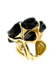 Chanel Large Camellia Agate Gold Ring