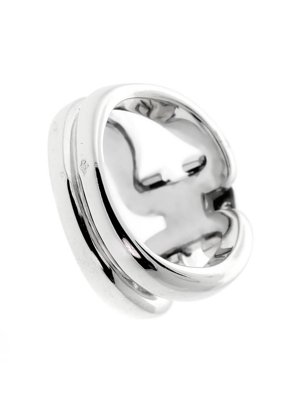 Hermes Diamond Gold H Ring In Excellent Condition In Feasterville, PA