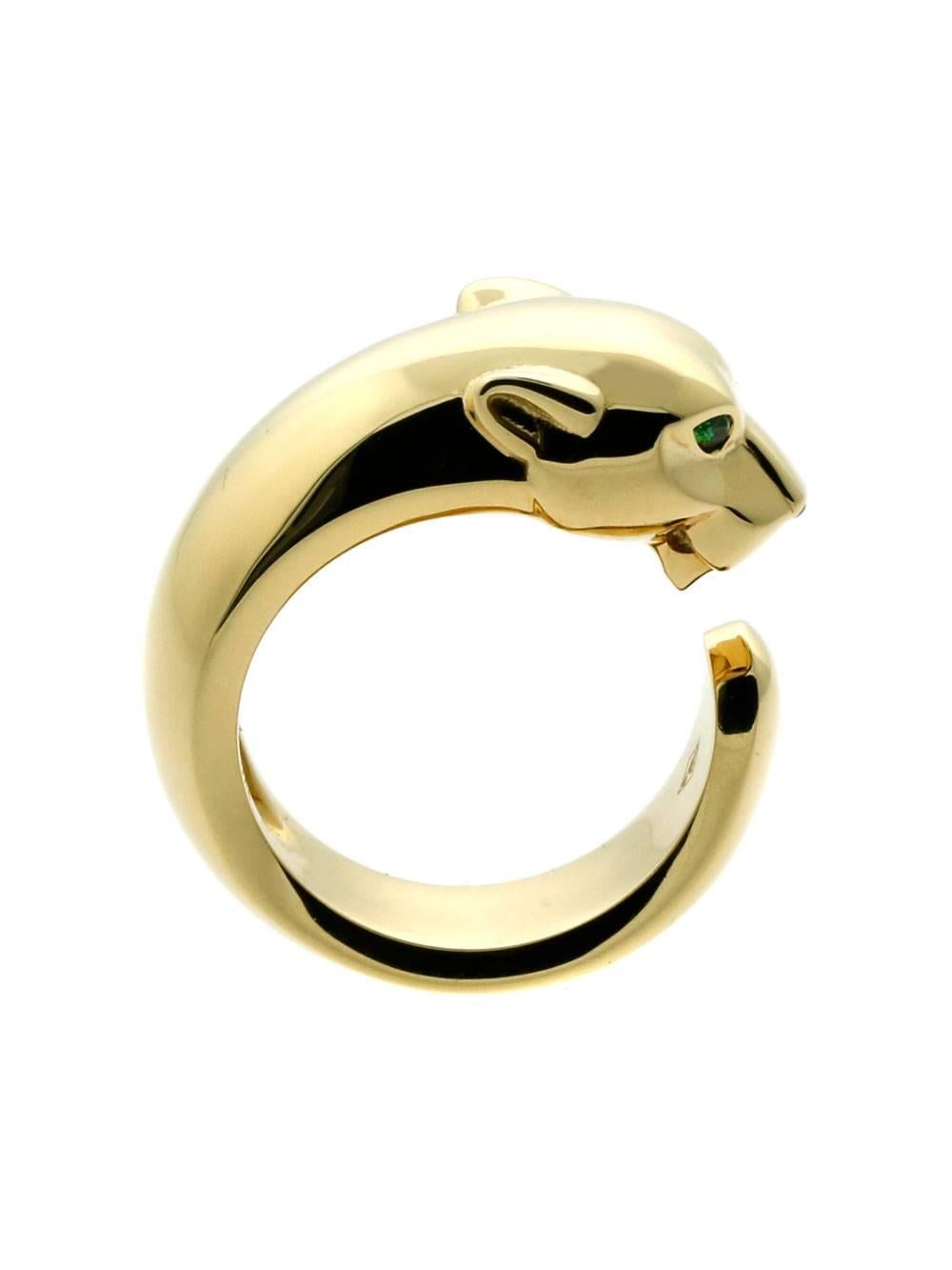 With its animalistic attitude and emerald green eyes, the Cartier Panthere Head Ring will give you confidence the second you slide it onto your finger. The panther’s ears are tipped back showing its growly side while the ring’s gentle curves