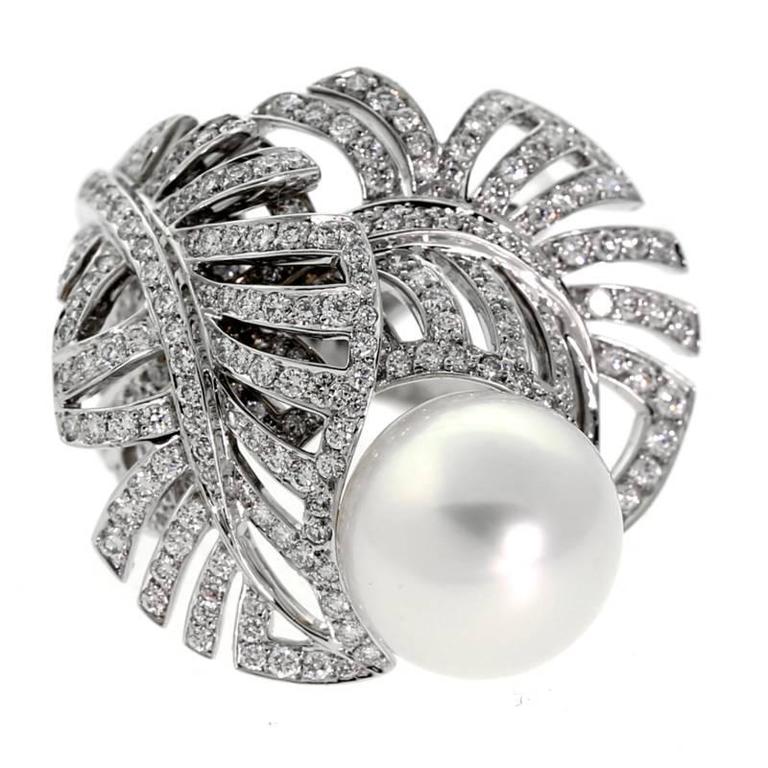 Pearl, diamond and gold ring, 2000s, offered by Opulent Jewelers