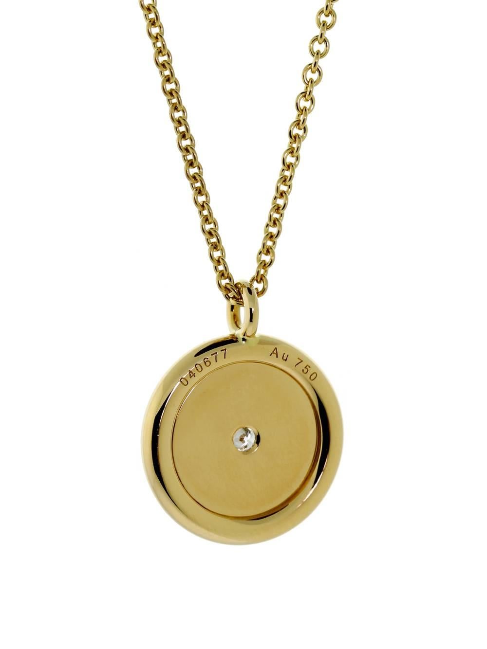 A fabulous Hermes necklace from the Clous De Selle collection featuring rich yellow gold adorned by a round brilliant cut diamond, and a raised polished border. The perfect necklace for everyday wear!

Made of 18k Yellow Gold
Hallmarks: French