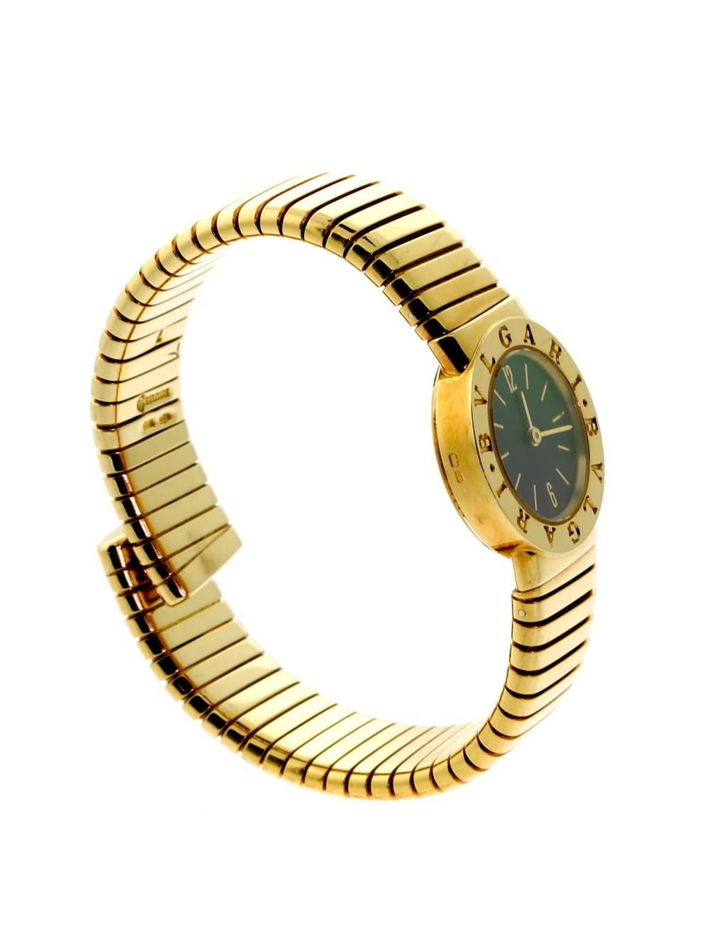 Bulgari Lady's Yellow Gold Tubogas Wristwatch In Excellent Condition In Feasterville, PA