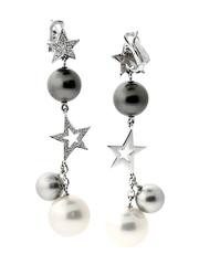 Chanel Comete Pearl Drop Diamond Gold Earrings