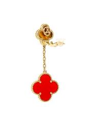 Van Cleef Arpels Magic Alhambra Carnelian Tiger's Eye Gold Earrings