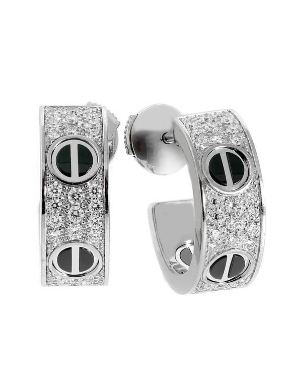 Cartier Love Ceramic Diamond Gold Earrings At 1stdibs A Fabulous Pair Of Cartier Love Diamond Earrings Featuring Ceramic Motifs Adorned With