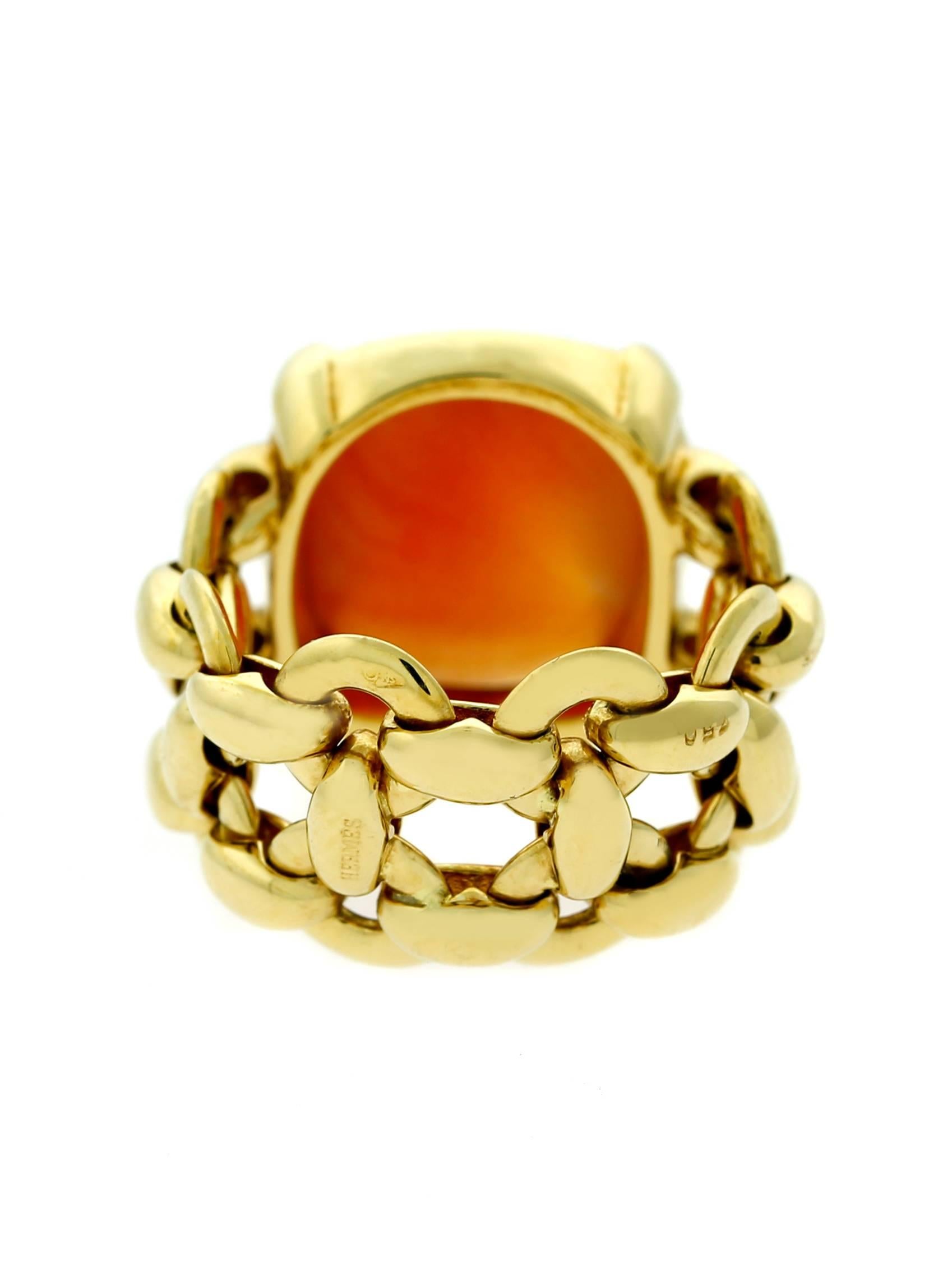 Hermes Sugar Loaf Gemstone Gold Ring In Excellent Condition In Feasterville, PA