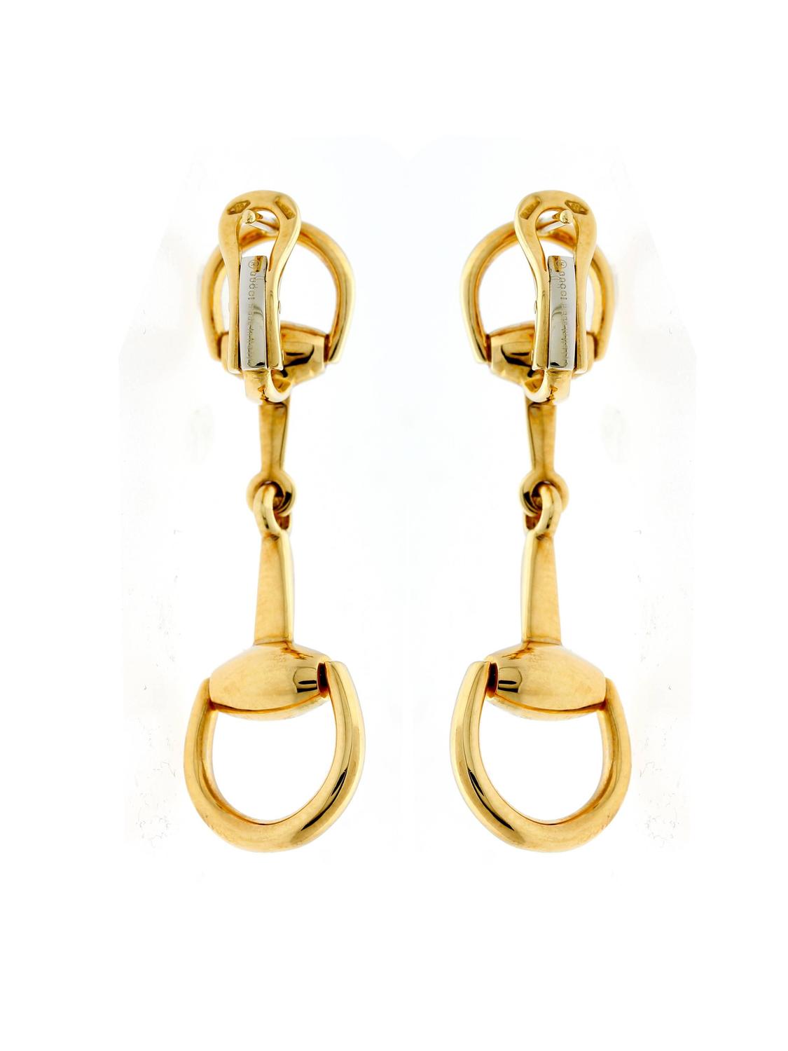 Gucci Horsebit Gold Drop Earrings For Sale at 1stdibs