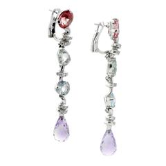 Chanel Diamond Gemstone Drop Earrings
