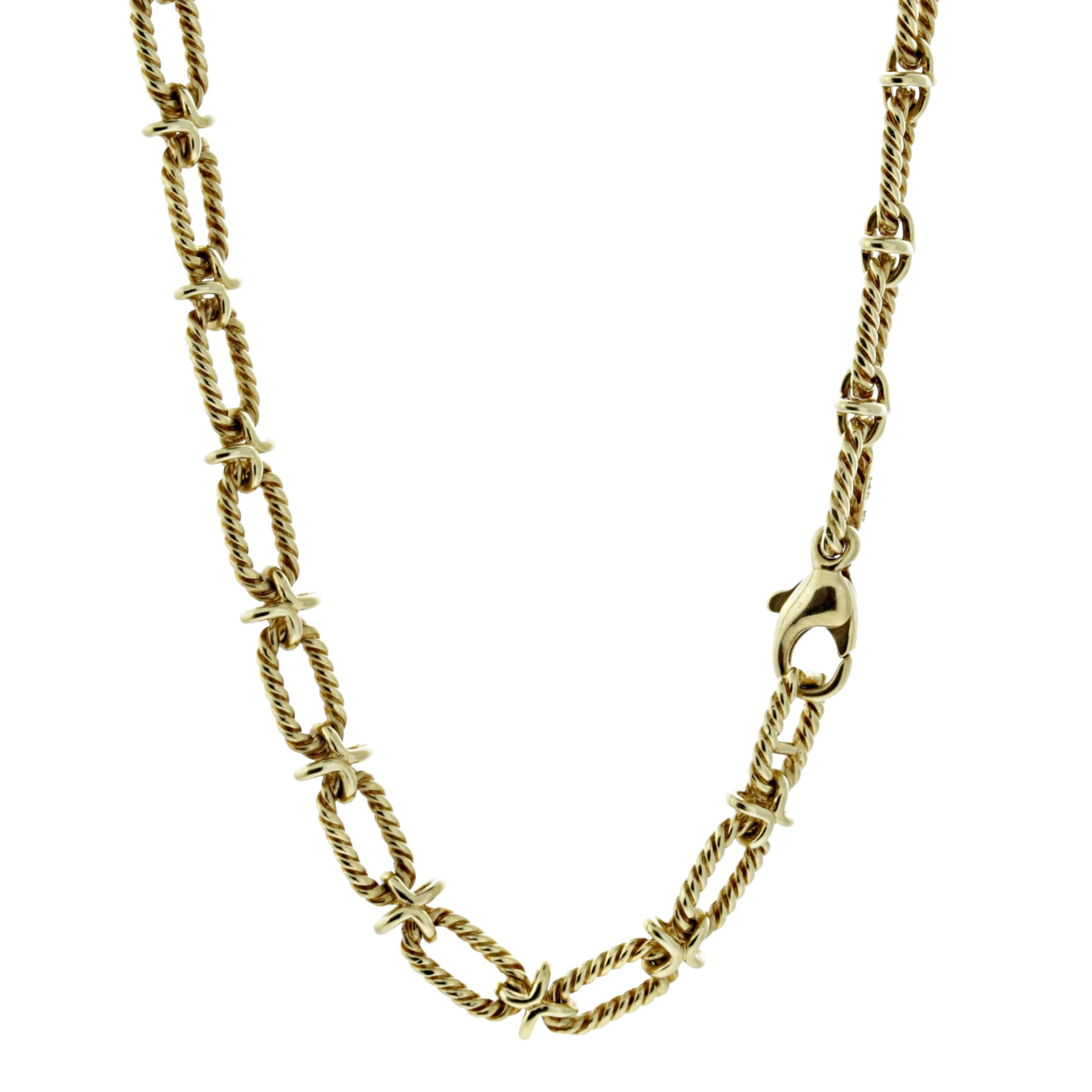 A unique Tiffany & Co Sautoir necklace featuring a braided design crafted in 18k yellow gold. The necklace may be worn as a sautoir or doubled as a choker.

Necklace Length: 30"