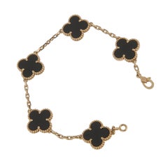 Van Cleef & Arpels Vintage Alhambra 18k Yellow Gold Onyx Bracelet