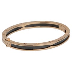 Bracciale rigido Bvlgari B.zero1 in oro rosa 18 carati e ceramica nera BR857618
