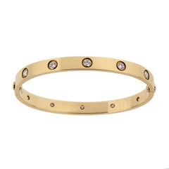 Bracelet classique Cartier LOVE, 10 diamants, or jaune 18 carats, taille 17