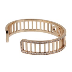 Bracelet manchette « Chaîne d'Ancre Divine Diamond » d'Hermès en or rose 18 carats, taille ST