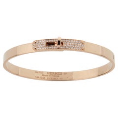 Hermes Kelly Bracelet 18K Rose Gold Pave Diamond