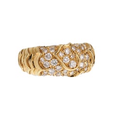 Marina B Onda Diamond 18k Yellow Gold Cocktail Band Ring Sz 5