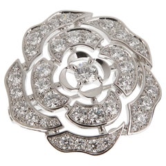 Chanel Bouton de Camelia Diamond Brooch Pendant 18K White Gold