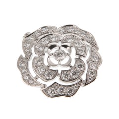 Chanel Bouton de Camelia Diamond Brooch Pendant 18K White Gold