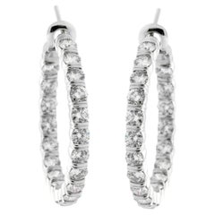 Harry Winston Platinum 6ct Diamond Hoop Earrings