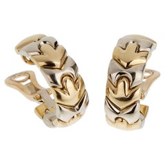 Bulgari Alveare Vintage 18K Yellow Gold & Stainless Steel Hoop Earrings