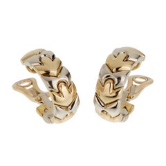 Bulgari Alveare Vintage 18K Yellow Gold & Stainless Steel Hoop Earrings
