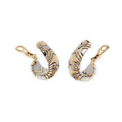 Bulgari Parentesi Vintage 18K Yellow Gold and Stainless Steel Hoop Earrings
