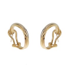 Orecchini a cerchio vintage Cartier Trinity - Oro 18 carati tricolore, giallo, bianco e