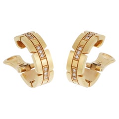 Cartier Tank Francaise 18K Yellow Gold Diamond Hoop Earrings
