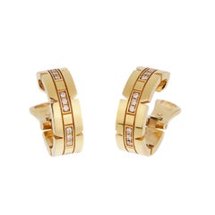 Cartier Tank Francaise 18K Yellow Gold Diamond Hoop Earrings