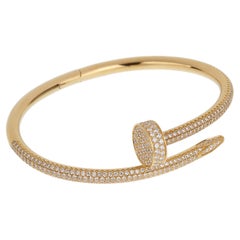 Cartier Juste un Clou 18K Yellow Gold Full Pave Diamond Nail Bangle Bracelet
