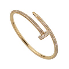 Cartier Juste un Clou 18K Yellow Gold Full Pave Diamond Nail Bangle Bracelet