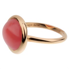 Fred of Paris 7ct Cabochon Rhodochrosite 18k Rose Gold Cocktail Ring Size 6 3/4