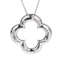 Van Cleef and Arpels Vintage Alhambra Diamond 18k White Gold Necklace