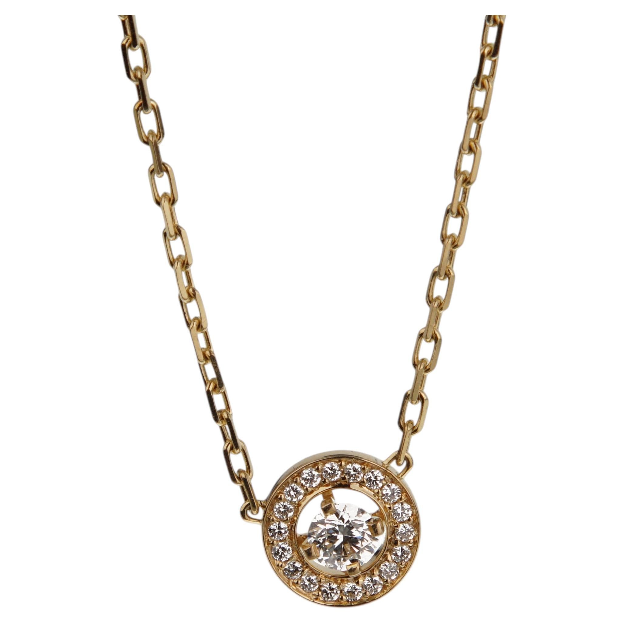 Pre-owned Boucheron 18k Yellow Gold Diamond Solitaire Pendant Necklace