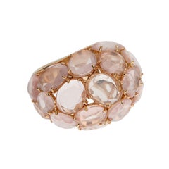 Pomellato Rose Quartz Or Rose 18k Bague Cocktail Dôme Bombe Sz 6 1/2