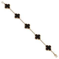 Van Cleef & Arpels Vintage Alhambra 18k Yellow Gold Onyx Bracelet