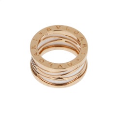 Bvlgari B.zero1 Design Legend : bague en céramique blanche et or rose 18 carats, taille 7