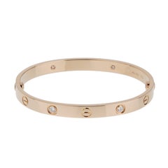 Cartier Love Classic Bracelet — 18K Rose Gold, 4 Diamonds, Size 17