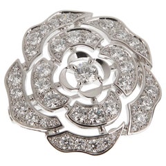 Chanel Bouton de Camelia Diamond Brooch Pendant 18K White Gold