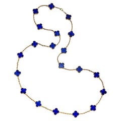 Van Cleef & Arpels Vintage Alhambra Lapis Lazuli 20 Motif Necklace 18K Yellow
