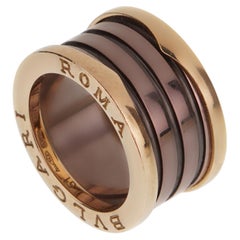 Bvlgari B.zero1 18K Rose Gold Ceramic Band Ring Sz 5