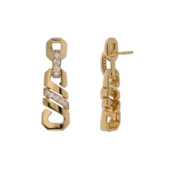 Cartier Fox Trot Diamond Drop Earrings — 18k Yellow Gold, 1980s Vintage