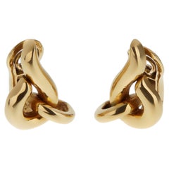Hermes Vintage French 18K Yellow Gold Sculptural Knot Clip Earrings