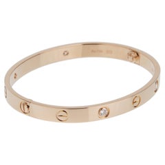 Cartier Love Classic Bracelet — 18K Rose Gold, 4 Diamonds, Size 17