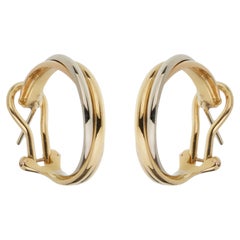 Cartier Trinity Vintage Hoop Earrings — 18K Tri-Color Gold, Yellow, White &