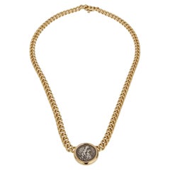 Bvlgari Monete 18K Yellow Gold Ancient Greek Coin Pendant Necklace