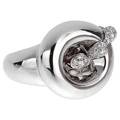 De Grisogono Vintage Diamond 18k White Gold Cocktail Ring Sz 5 1/2