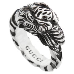 Gucci Sterling Silver Tiger Head Ring Sz 10 1/2